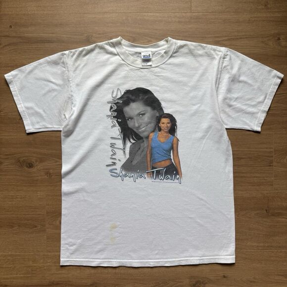 Vintage Shania Twain Up! 2003 Concert Tour T Shirt Size L White 2 Sided Y2K - Picture 9 of 9